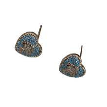 Vintage-inspirierte Herz-Ohrstecker mit Kreuzdetail und-A