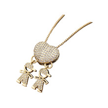 Charmante goudkleurige koperen ketting met een jongensmeisje-3