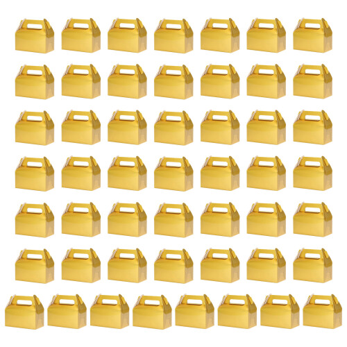 50Pieces Elegant Cardboard Gift Boxes With Handle Quick-Gold