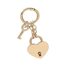 Heart Shaped Keychain Mini Lock with Keys Keychain Handbag-Gold