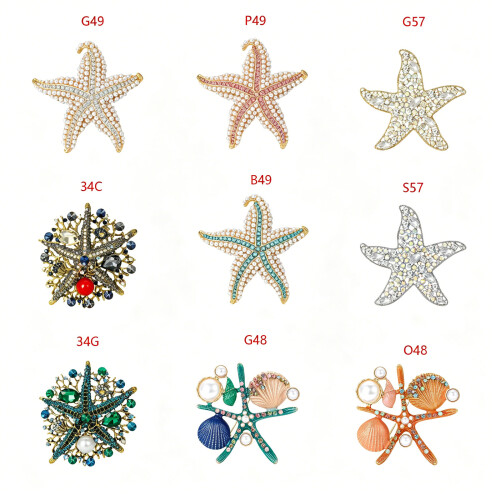 Épingle en forme d'étoile de mer en alliage robuste-Doré 4649 1