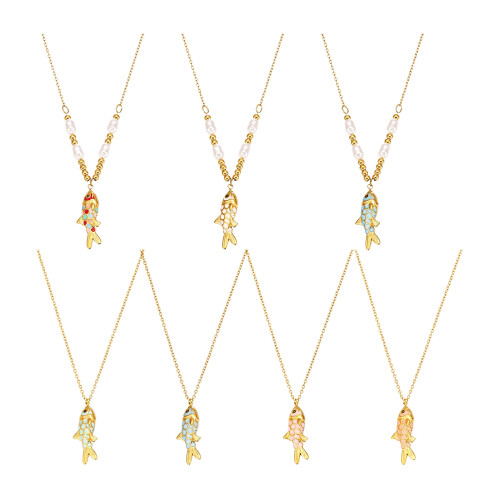 Collier de conceptions de poissons uniques avec finition polie-2 1