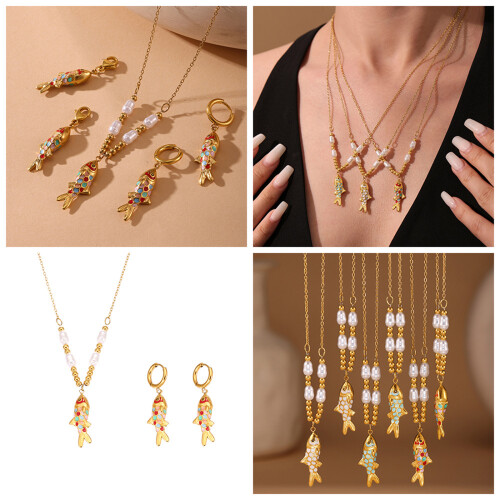 Collier de conceptions de poissons uniques avec finition polie-2 2