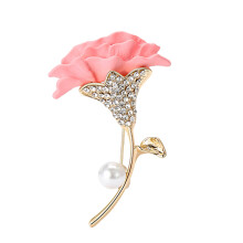 Elegant Carnation Brooch Alloy Flower Badge Pin-Pink 4269