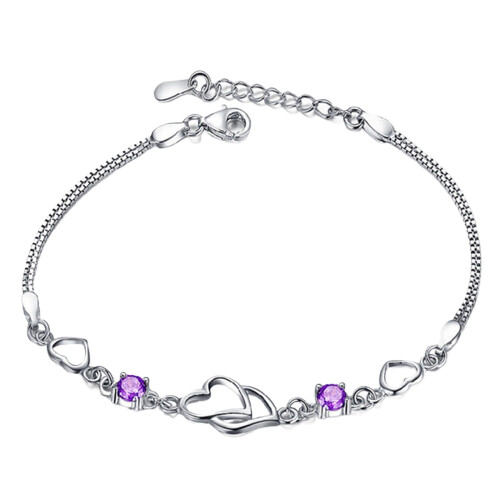 Hjärtformat zirkonarmband i koppar – justerbart