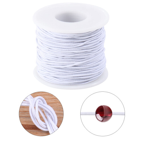 Elastisk perlesnor hvid 50m rulle 1
