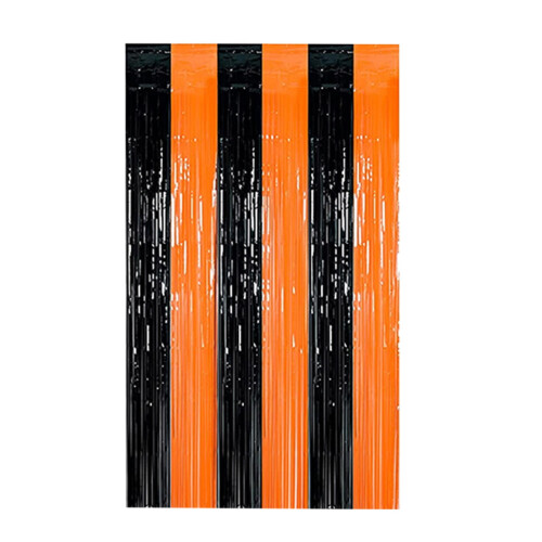 Orange Metallic Tassel Rain Curtain 2 pcs 1