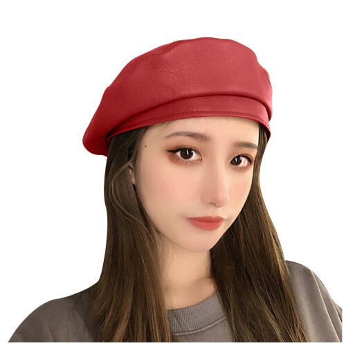 Cappello basco da donna in similpelle stile francese 1