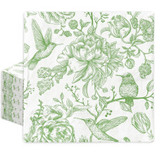 80 grønne blomsterpapirservietter 33 x 33 cm utbrettet