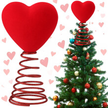Red Glitter Heart Tree Topper for Valentine's Day