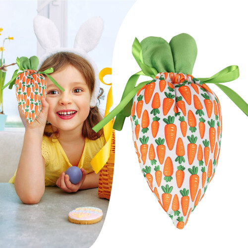 Easter carrot treat bags fabric drawstring 10 pcs 2