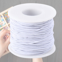 Sfoară elastică pentru mărgele, albă, rolă de 50 m