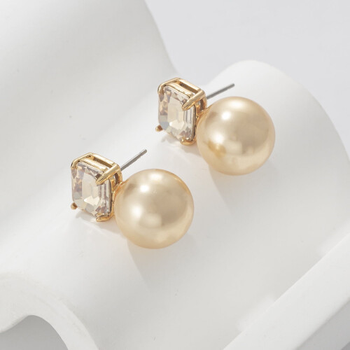 Pearl Stud Earrings in 18K Gold Plated Setting 2