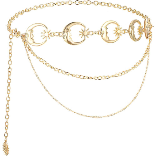 Cinturón de cadena multicapa dorado para mujer