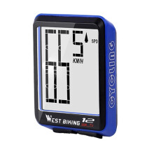 (Blue) WEST BIKING LCD Wireless Bicycle Computer Waterproof Odometer Speedometer for Cycling