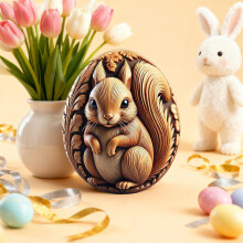 Œufs de Pâques en résine sculptés à la main, décorés de motifs animaliers – Lot de 6
