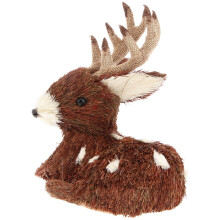 POPETPOP Christmas Deer Ornament Brown Grass Woven Desktop