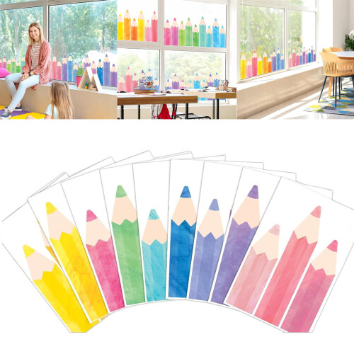 9 Sheets Creative Pencil Design Window Sticker Safe Paper Art 1
