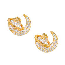 Bijoux d'oreille élégants en forme d'étoile et de lune, 2-Or