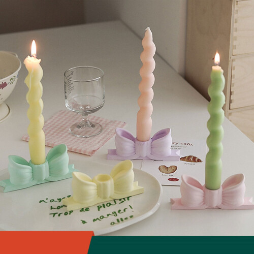 Candy Colour Bow Candle Holder – Gypsum Candlestick, 1 2