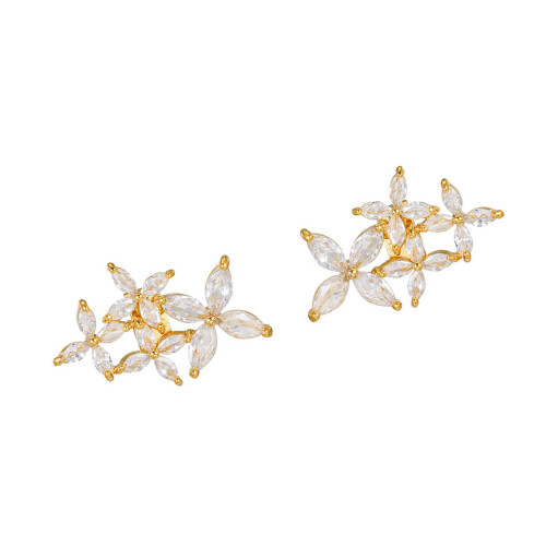 Boucles d'oreilles à la mode en forme de fleur pour écouteurs-Or