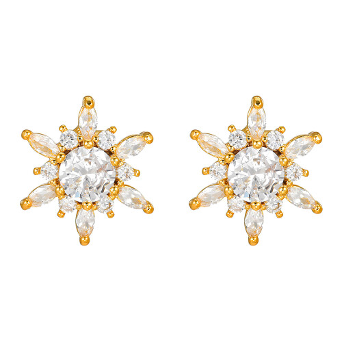 Beautiful Ice Flower Pattern Ear Clip Accent Earphone-Gold