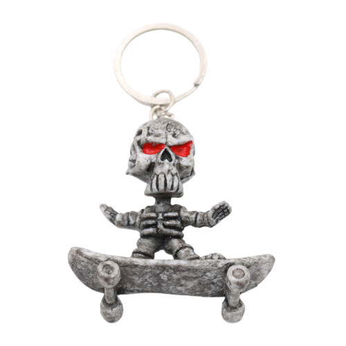 Skeleton Pendant Waterproof Fun Rubber Skull Skateboard Keychain