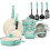 Soft Grip Healthy Ceramic Nonstick 16 Piece Kitchen Cookware Pots and Pans Set, 1