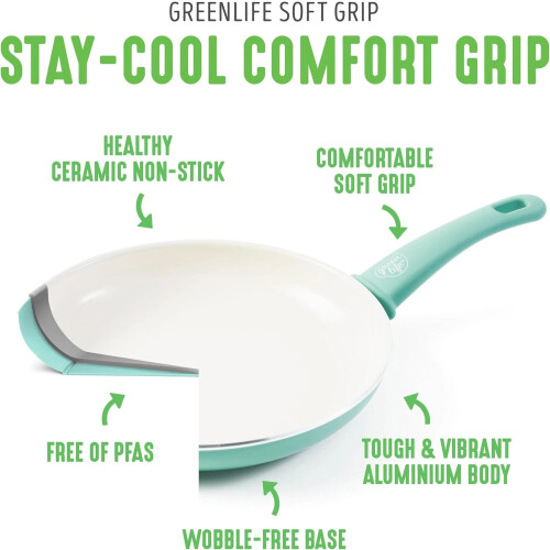 Soft Grip Healthy Ceramic Nonstick 16 Piece Kitchen Cookware Pots and Pans Set, 2