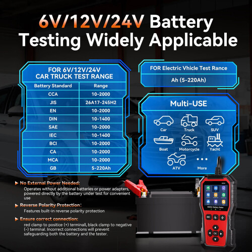 Comprehensive 6V to 24V Battery Tester with Internal Resistance 1