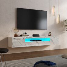 White Marble Floating TV Stand