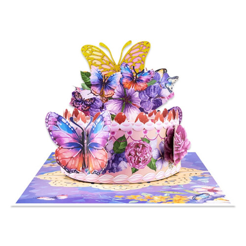 Felicitare cu plic tip tort fluture