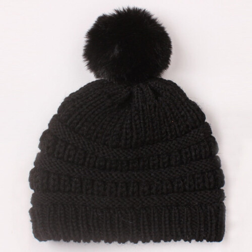 Bonnet bébé en maille torsadée avec pompon – 0-6 mois 1