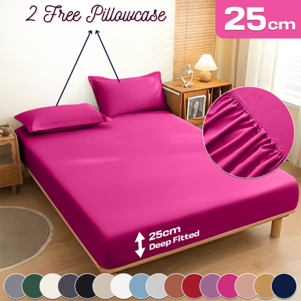 Imperial Rooms (Single, Pink) 3 Piece Fitted Sheet Set Bed Sheets & Pillowcases