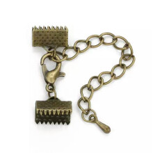 Kit de 10 embouts de cordon en cuir Ă sertir, bronze