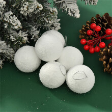 12pcs White Flocked Christmas Baubles 6cm