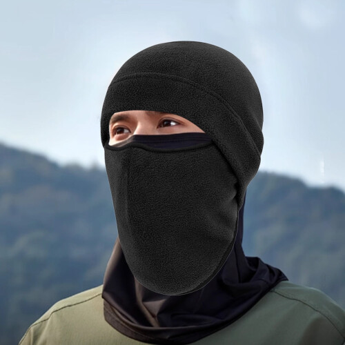Winterlicher Halswärmer/Gesichtsmaske – Schwarzes Polyester, 1 Stück