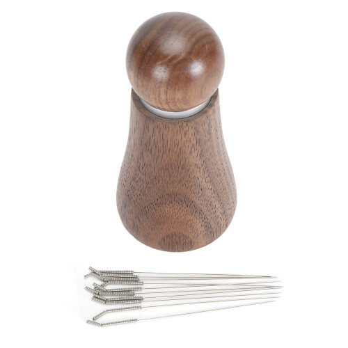 Walnut Coffee Stirrer with Stainless Steel Needle