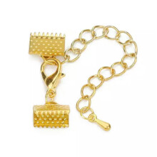 Kit de 10 embouts de cordon en cuir dorés, 6 mm