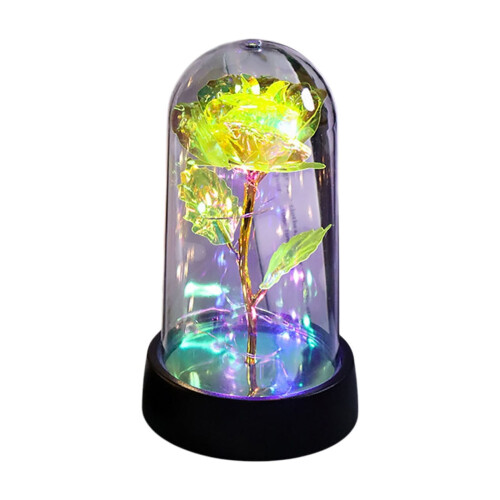 Evig rose i glaskuppel med LED-lys – Bevaret