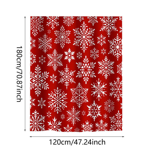 Sneeuwvlokken douchegordijn rood wit polyester waterdicht 1