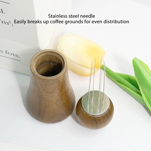 Walnut Coffee Stirrer with Stainless Steel Needle 2