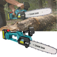 12inch Cordless Chainsaw Electric One-Hand Brushless Saw Wood Tree Cutter Oiling System Tool 4Ah Battery