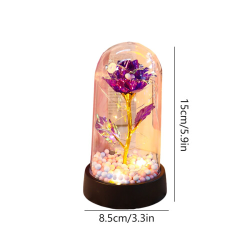 Eternal Rose in Glass Dome with LED Lights 1pc 2