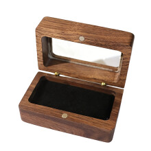 Natural Walnut Cufflink Storage Box Featuring Magnetic Seal And