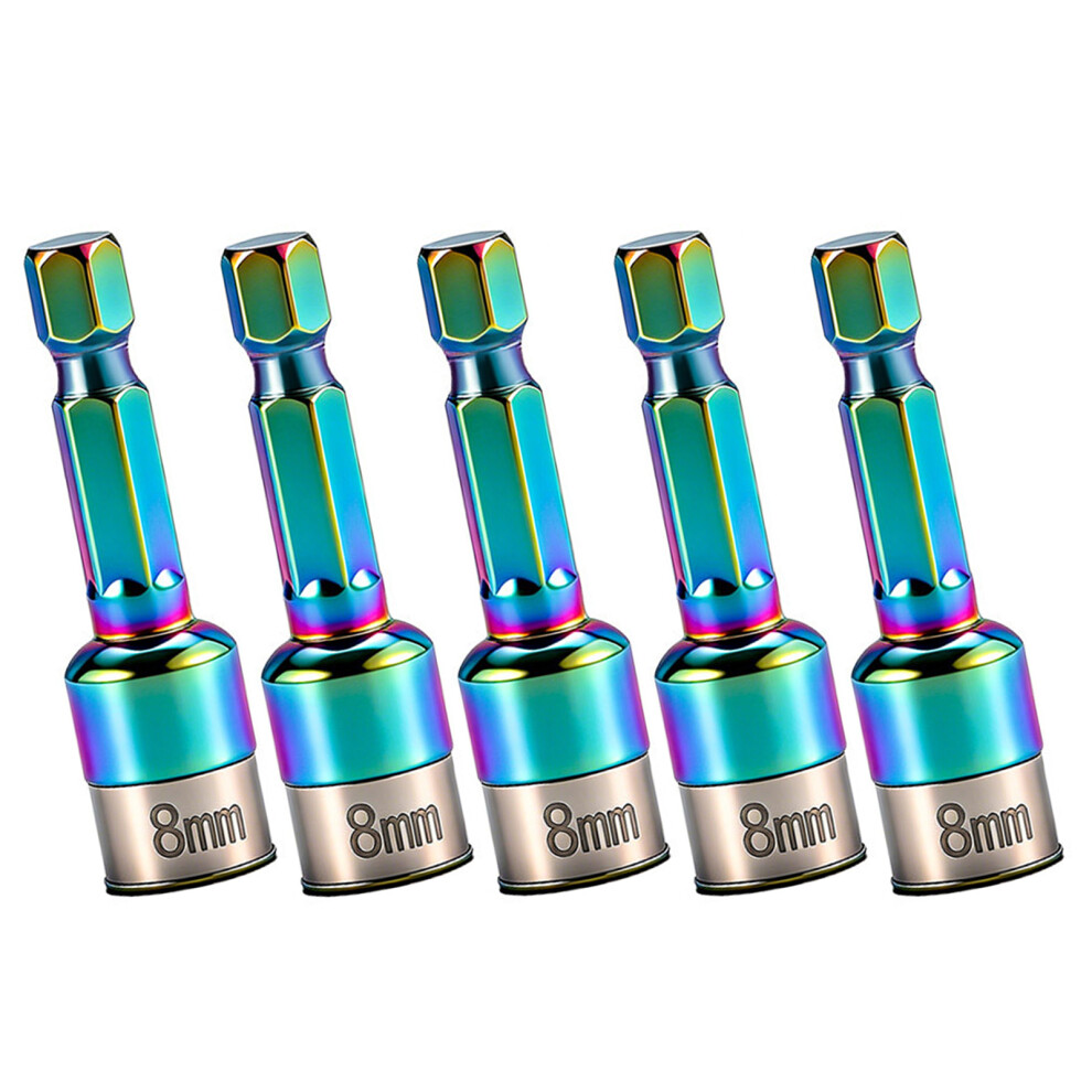 5Pcs Universal 8Mm Hexagonal Shank Impact Socket Spanner Metal 7627001416192