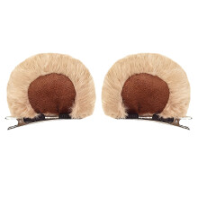 Artificial Bear Ear Hair Clip Hairpin with Bows-Khaki hairpin