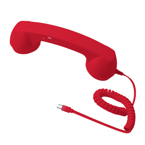 Cord Telephone Handset With Call Button Type C Retro Design-Red