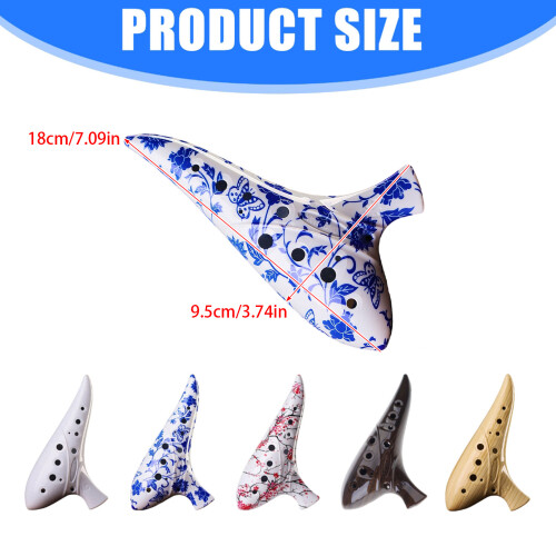 12 Hole Ceramic Ocarina Suitable for Beginners Easy to-Blue 1