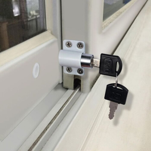 4pcs Sliding Door Window Locks with Child Safety Key White YYV 1